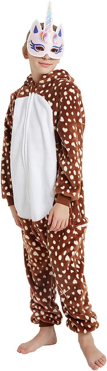 Kids Deer Onesie Girls Reindeer Costume Funny Animal Pajama Halloween Christmas Party - Image 2