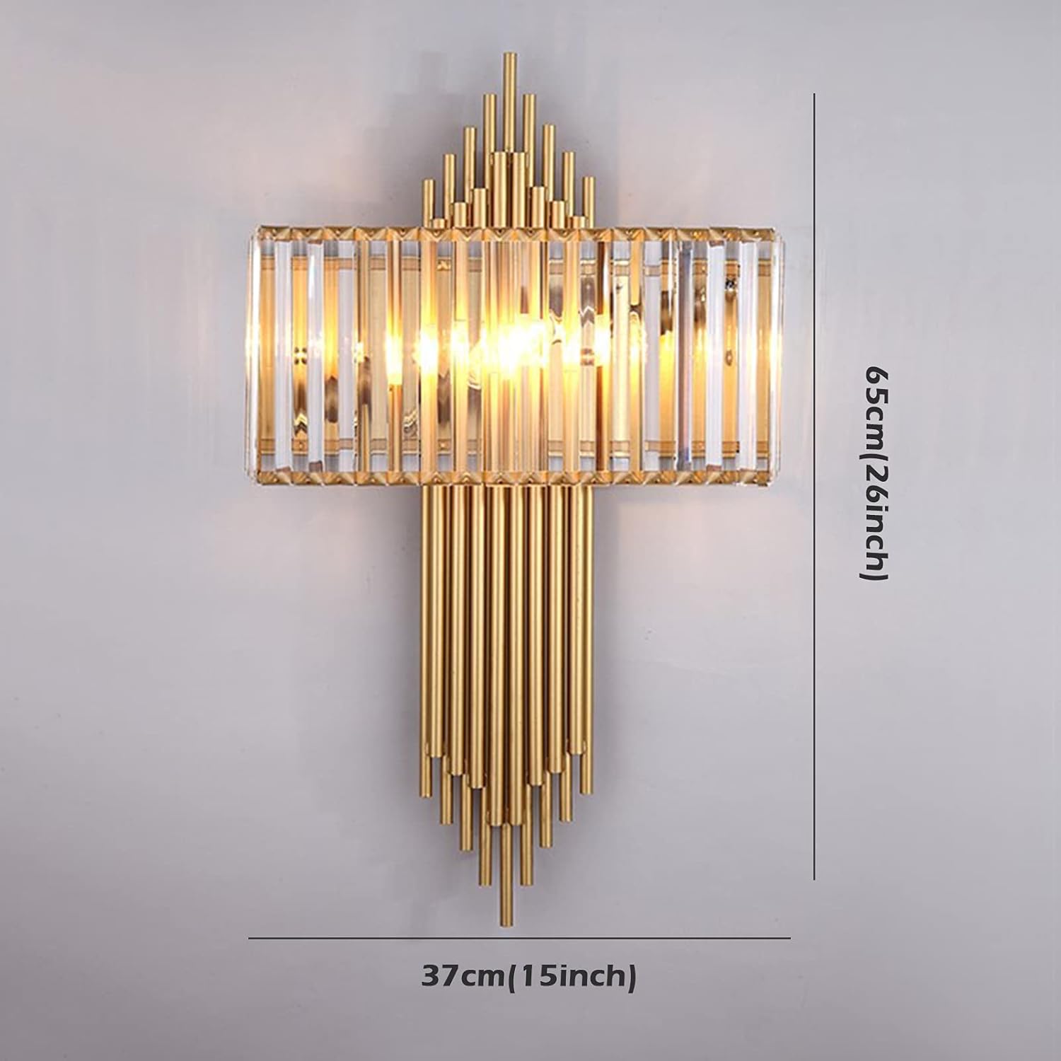 Gold Crystal Glass Wall Lamp Modern Creativity Irregular Metal Wall Sconce Wall-Mounted Decorative Wall Light for Bedroom Living Room E12x2