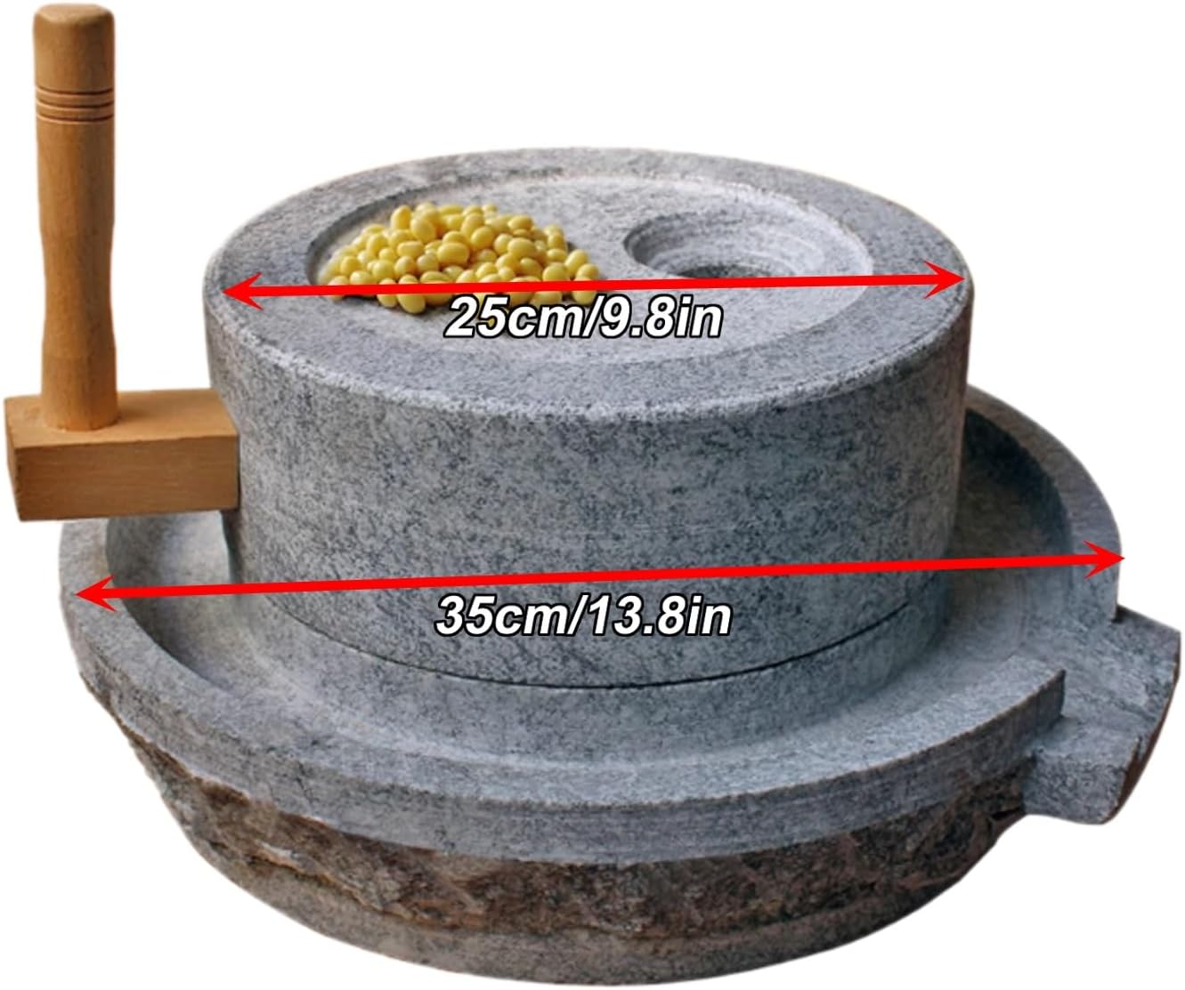 Handmade Stone Grain Mill - Removable Manual Hemp Mill for Home Use, 30cm/11.8in Grinding Tool for Grains, Seeds & Herbs - Perfect for nic Cooking