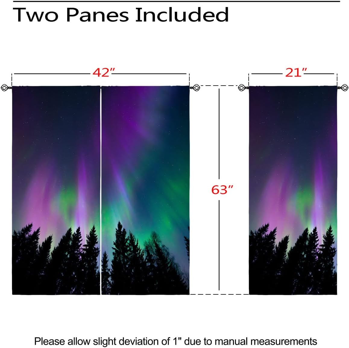 Northern Lights Forest Blackout Curtains for Girls Boy Home Decor, Nature Northern Aurora Galaxy Grommet Thermal Insulated Drapes Darkening Window Curtain for Bedroom Living Room, 42 x 63 Inch