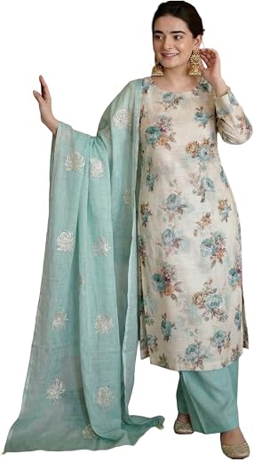ANNI Designer Kurta Sets for Women Viscose Printed | Kurta Palazzo Dupatta Set | Straight Kurti Set for Women | Round Neck...