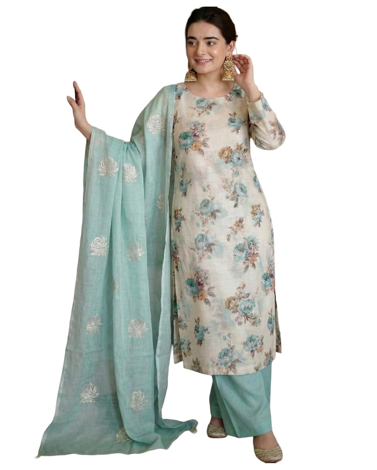 ANNI Designer Kurta Sets for Women Viscose Printed | Kurta Palazzo Dupatta Set | Straight Kurti Set for Women | Round Neck... - Review, Price and Buying Guide