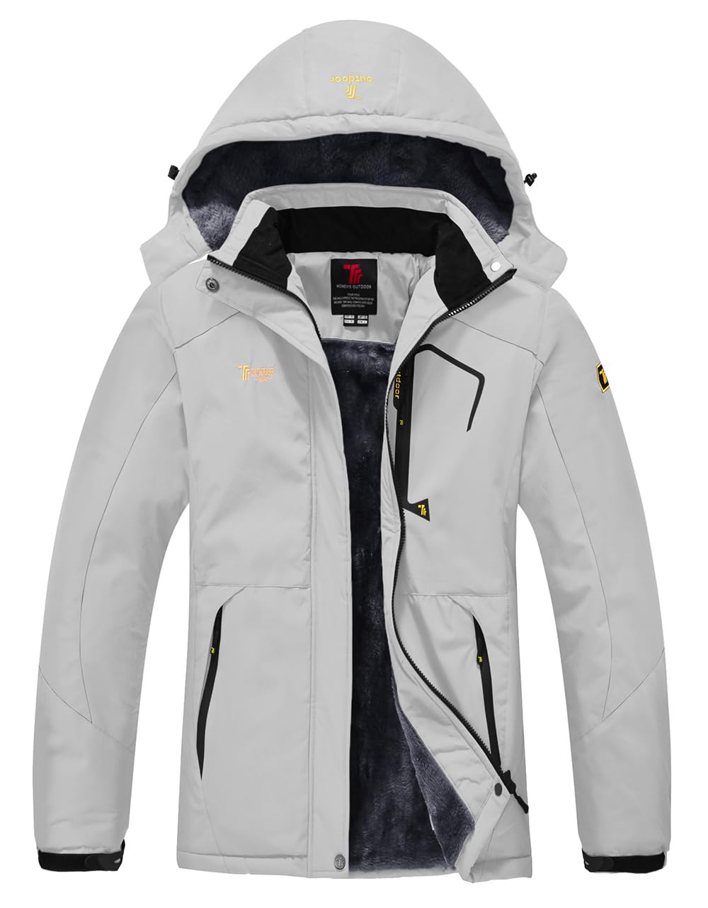 YSENTO Damen Winterjacke Wasserdicht Skijacke Outdoor Softshelljacke Warm Fleecejacke Funktionsjacke mit Abnehmbarer Kapuze