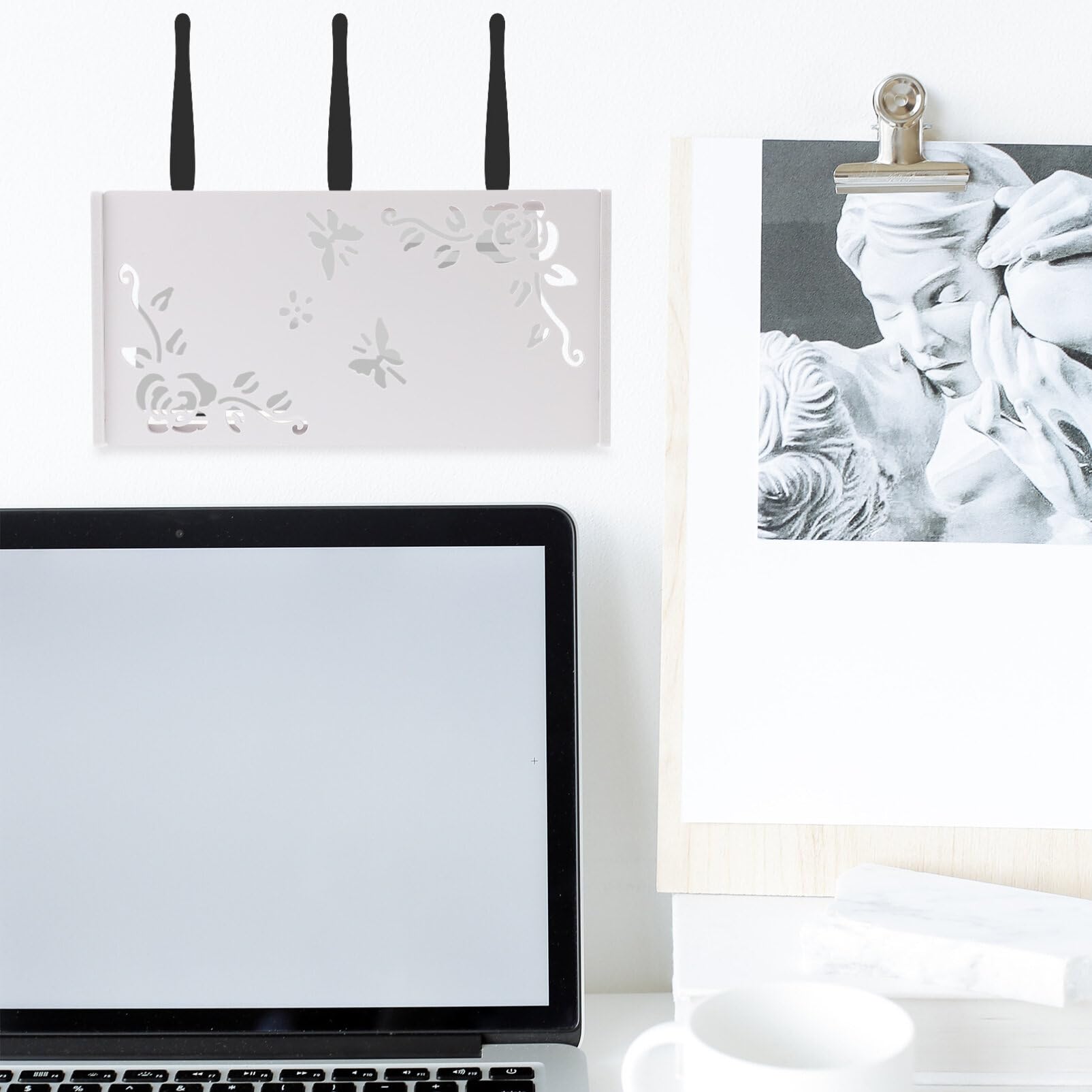 Joebo Support mural pour routeur WiFi, modem, câble, prise d'alimentation, boîtes de rangement pour la maison