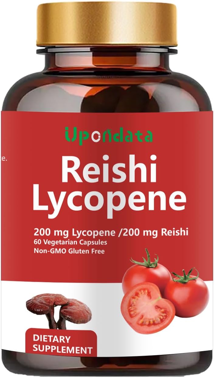Lycopene Capsules, Natural Lycopene 200mg with Organic Reishi Mushroom 200mg Supplement for Prostate Health and Immune Support - Gluten-Free, Non-GMO, 60 Capsules (1 Pack) - Image 7