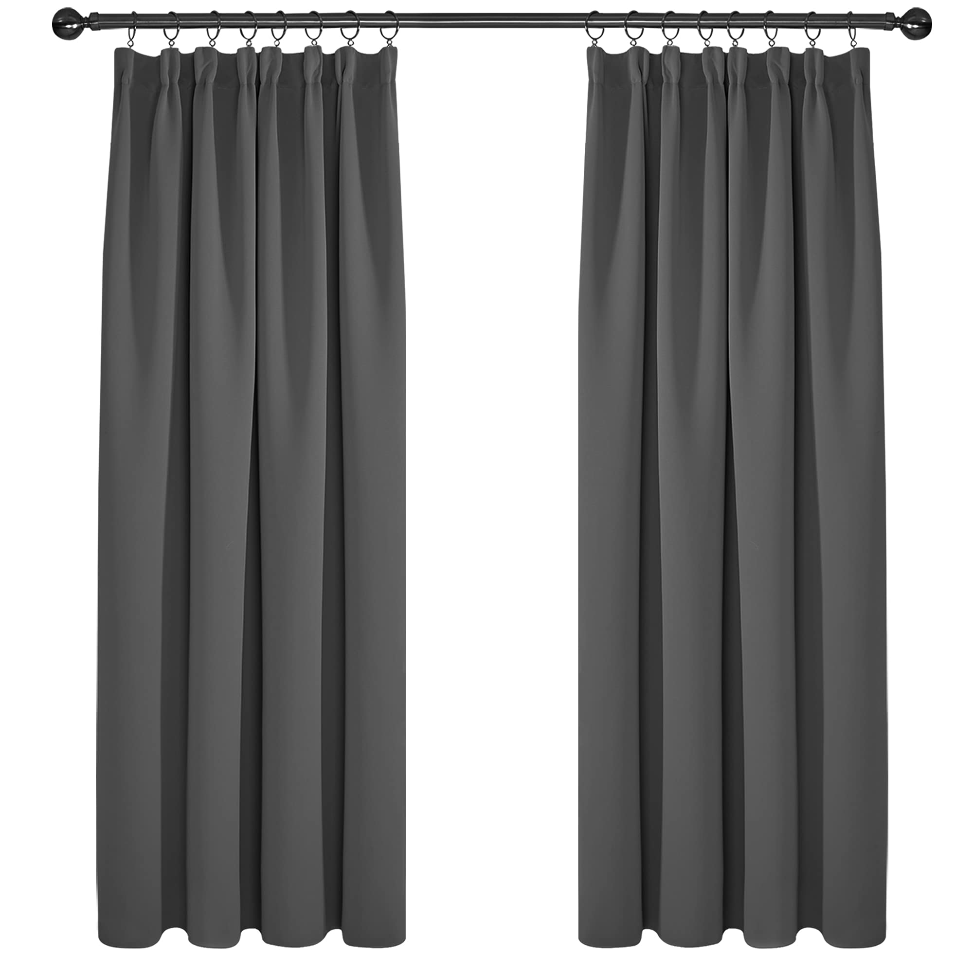 Deconovo Thermal Insulated Pencil Pleat Blackout Curtains for Living Room Super Soft Thermal Curtains 66 x 84 Inch, Grey, 2 Panels