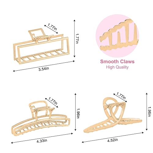Miniatura 4 de LUKACY Paquete de 6 pinzas grandes de metal para el cabello abrazaderas grandes antideslizantes de 4 pulgadas abrazaderas de cabello doradas