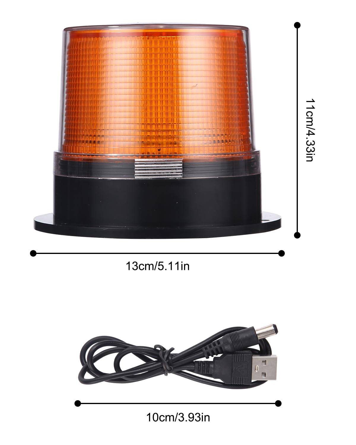 Gyrophare LED Magnétique Orange - Sans Fil, 3 Piles AAA - Pour Voiture, Véhicule D'urgence
