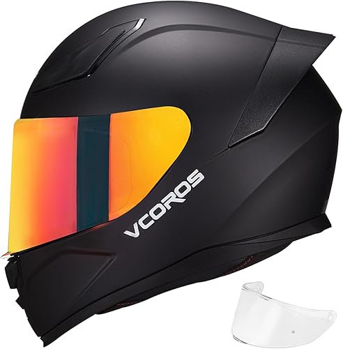 VCOROS Casco integral para motocicleta, unisex, para adultos, aprobado por DOT, WS-609, casco de carreras de moto de calle