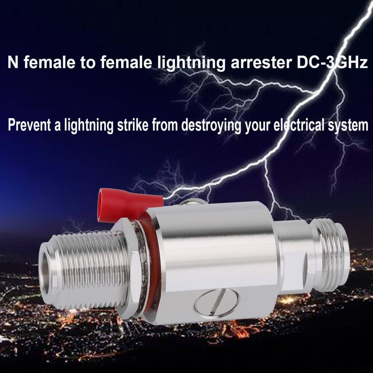Lightning arrestor N Female to N Female Bulkhead Lightning Surge Protector IP67 with 90 V Gas Tube 50 Ohm DC-3GHz (3G N Female to Female Pack 2)