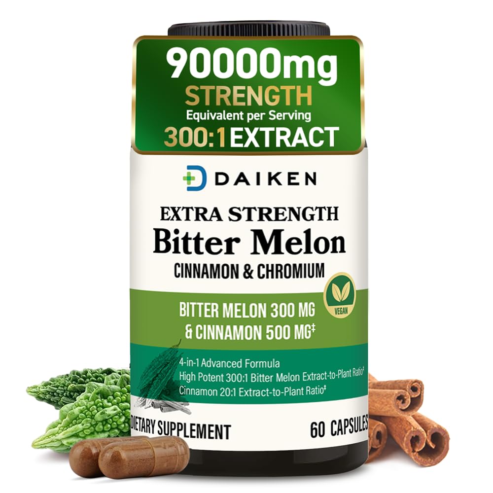 DAIKEN Suplemento para controle de peso com melão-de-são-caetano, canela, cromo e zinco 500 mg + 300 mg, 60 cápsulas