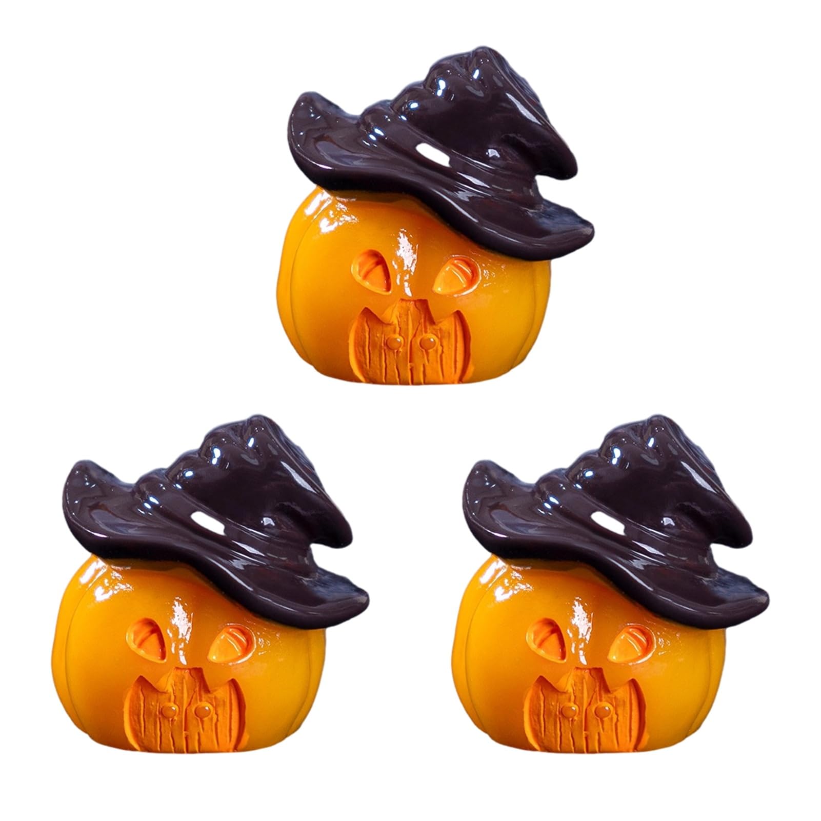 sugerou 3Pcs Halloween Mini Resin Figurines Spooky Pumpkin Ghost Decor
