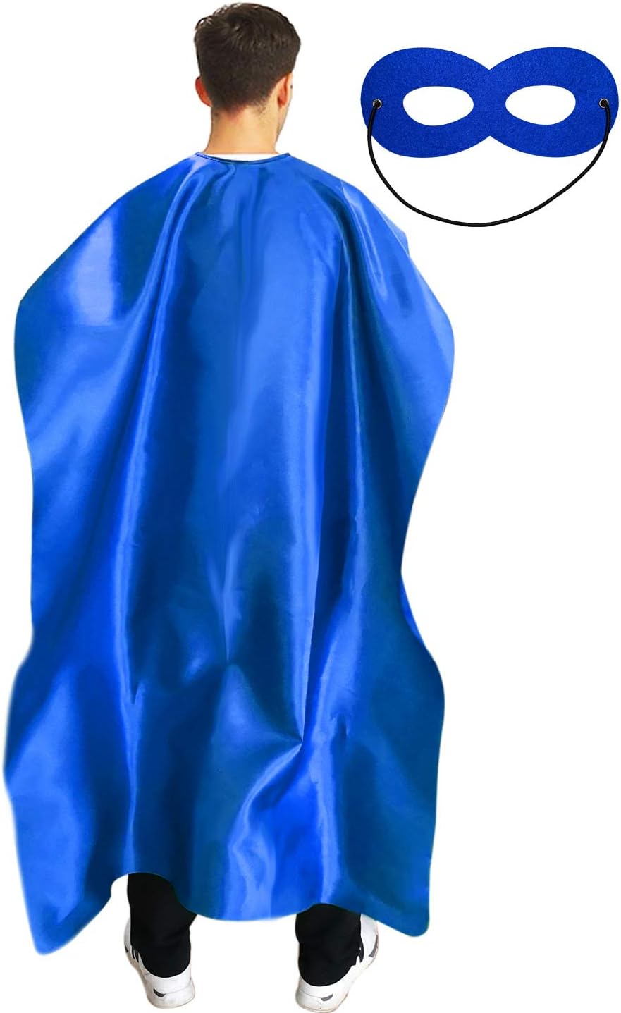 Adult Superhero Cape and Mask for Man and Woman - Halloween Vampire Capes Party Dress Up Superhero Costume