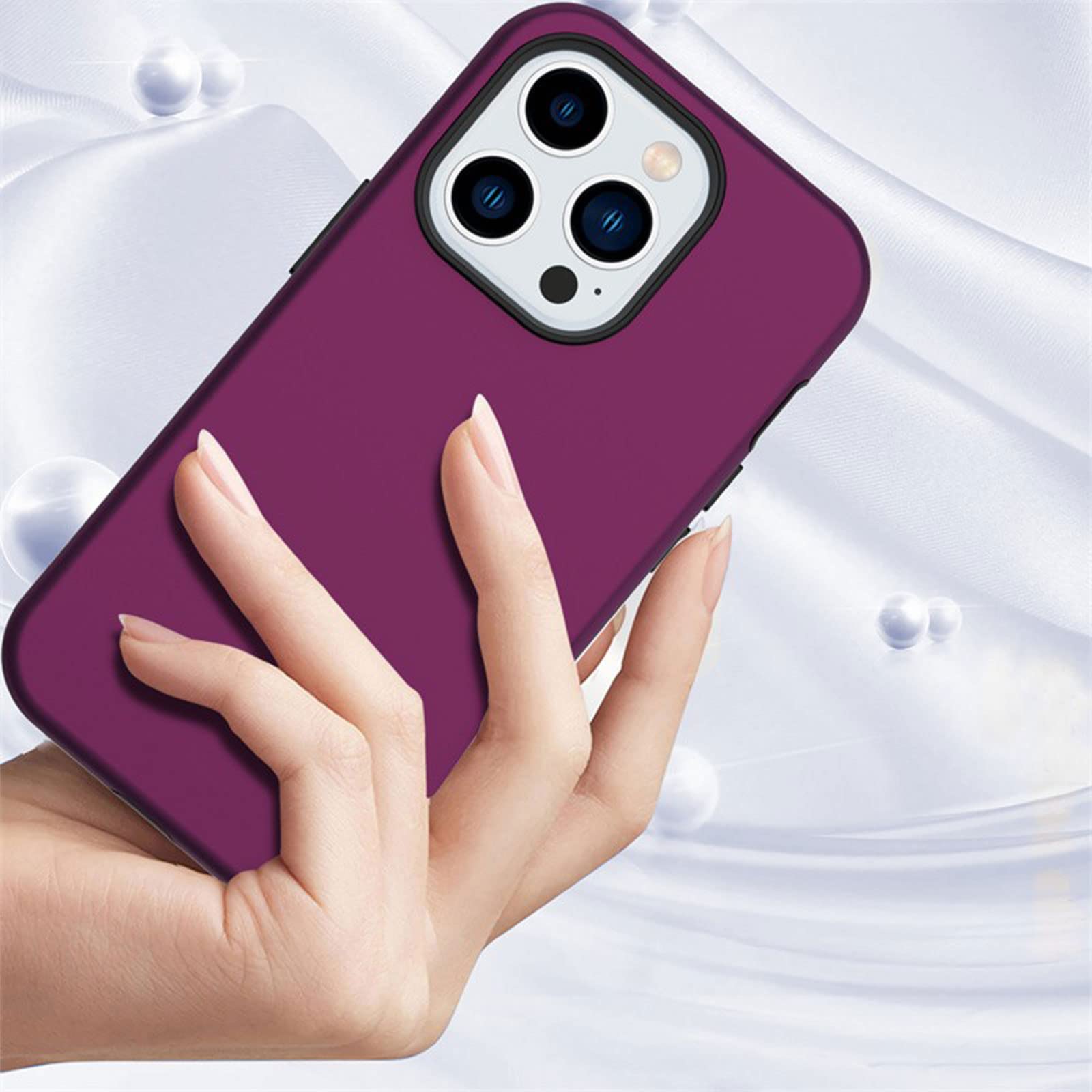 GMUJIAO Cover per iPhone 14 PRO,Transparent PC/TPU Custodia per Cellulare con Cornice con 2 Proteggi Schermo in Vetro Temperato Resistente ai Graffi- Viola