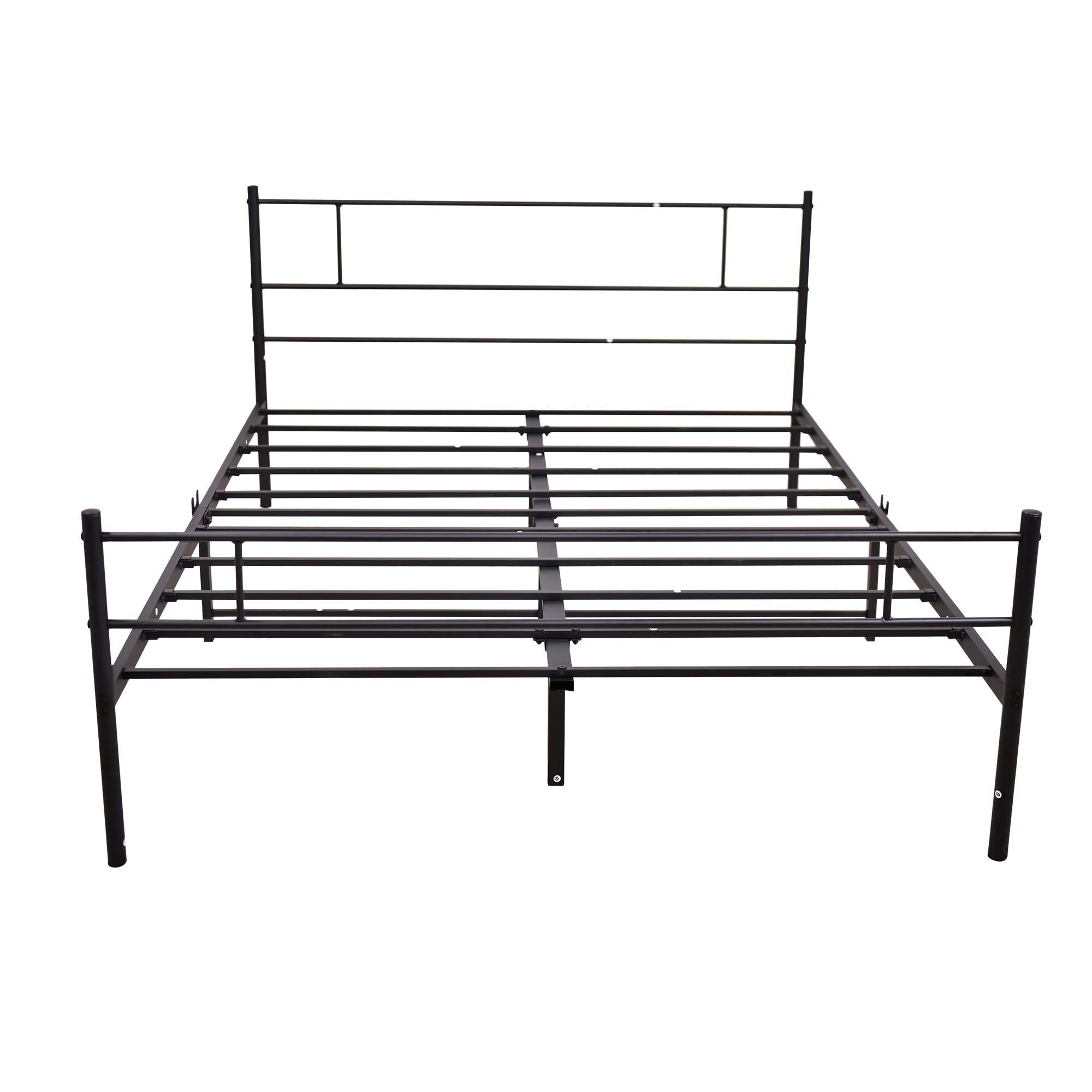 HOMERECOMMEND Single Bed Frame with Rustic Wood Headboard Heavy Duty Metal Platform Bed Frame Solid and Stable Strong Metal Slats Support Easy Assembly Black Brown