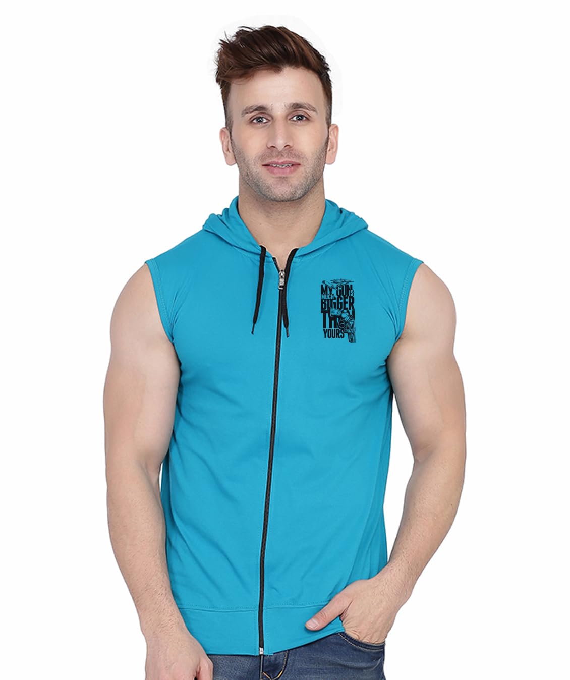 blisstone Men's Hooded Long Sleeve T-Shirt with Chest Print | Cotton Blend Casual & Activewear Hoodie Tee-picture-41
