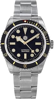 San Martin Watches for Men, 6200 Automatic Dive Watches NH35 Movement Mens Watch 38mm Limited Edition SN004 Sapphire Luminous 20Bar Waterproof Wristwatch