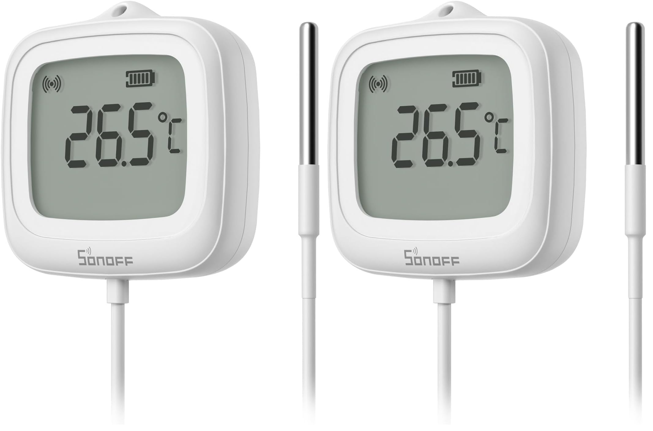 SONOFF SNZB-02LD Sensore di Temperatura Impermeabile Zigbee - Sonda in Acciaio Inossidabile 1,5 m, Display LCD, Intervallo -40~115°C, Monitoraggio APP, Supporto Magnetico, Compatibile con Hub Zigbee