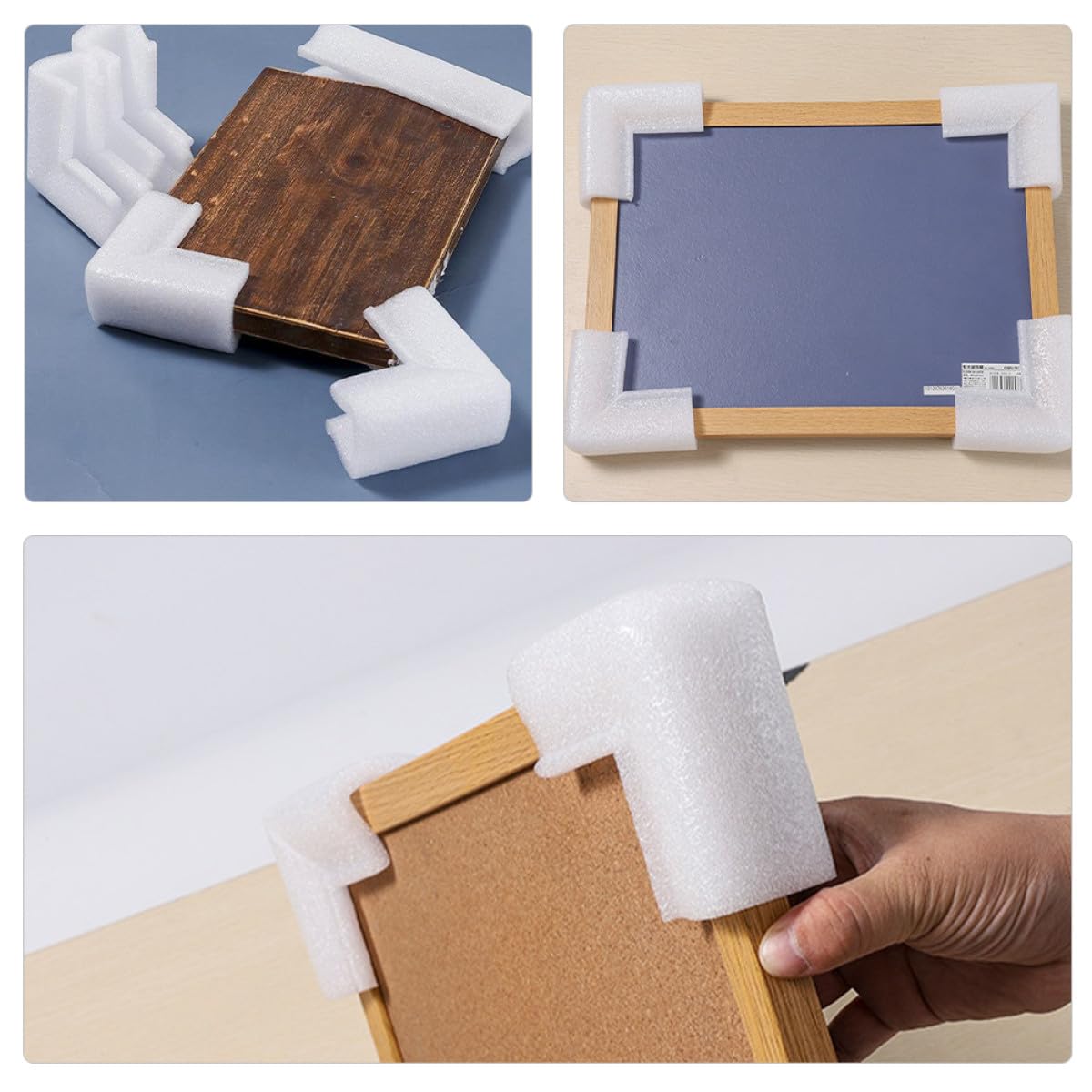 Alasum 50 Stück Eckenschutz Schaumstoff Weiß, 10x10cm EPE Kantenschutz für Bilderrahmen, Stoßfester Polsterschutz für Möbelverpackung, Umzug und Versand