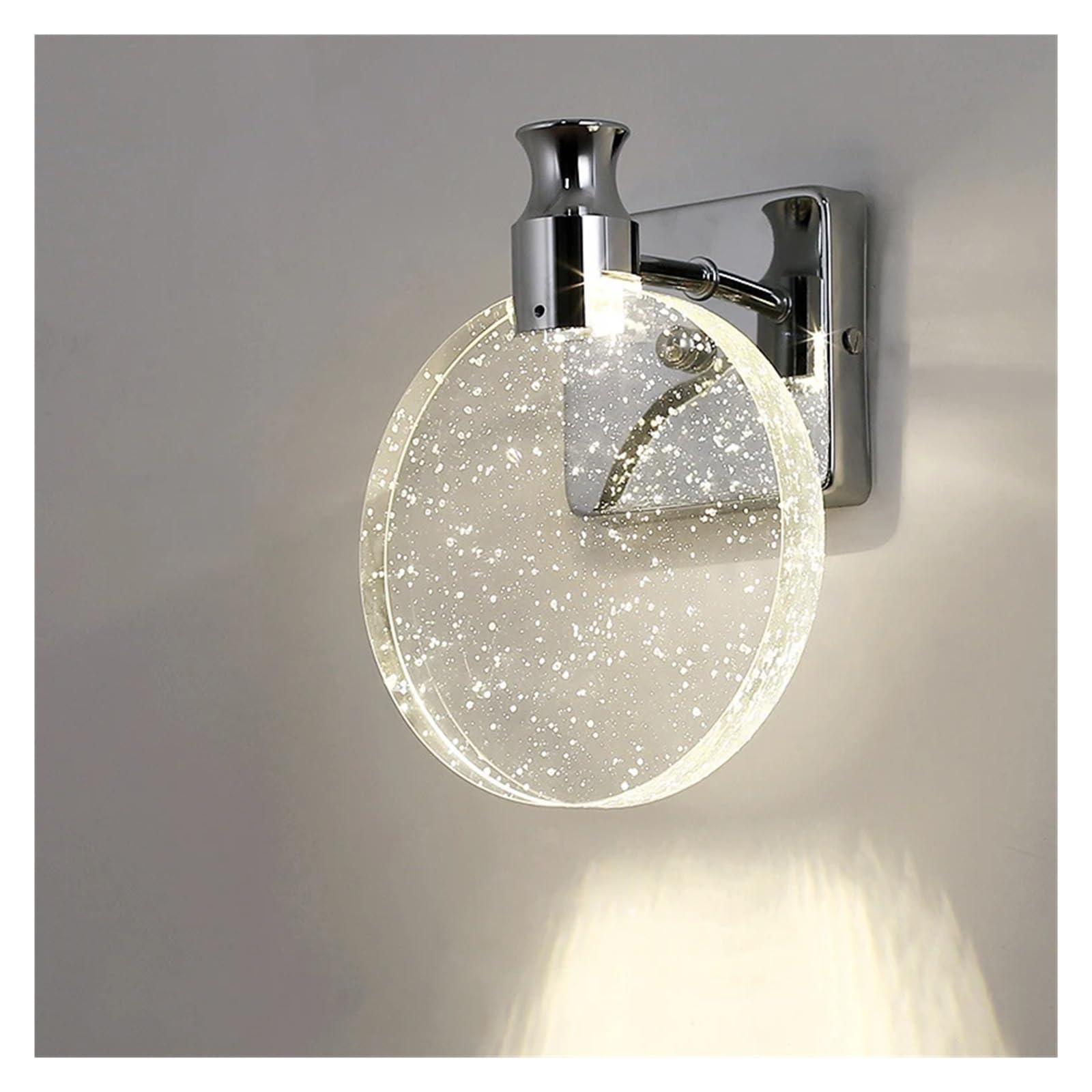 CWCQGH Wall Sconces, Scandinavian Simple LED Wall Sconce Crystal Glass Bubble Mirror Front Light Hallway Aisle Living Room Bedroom Dresser Wall Sconce,Silver-16CM