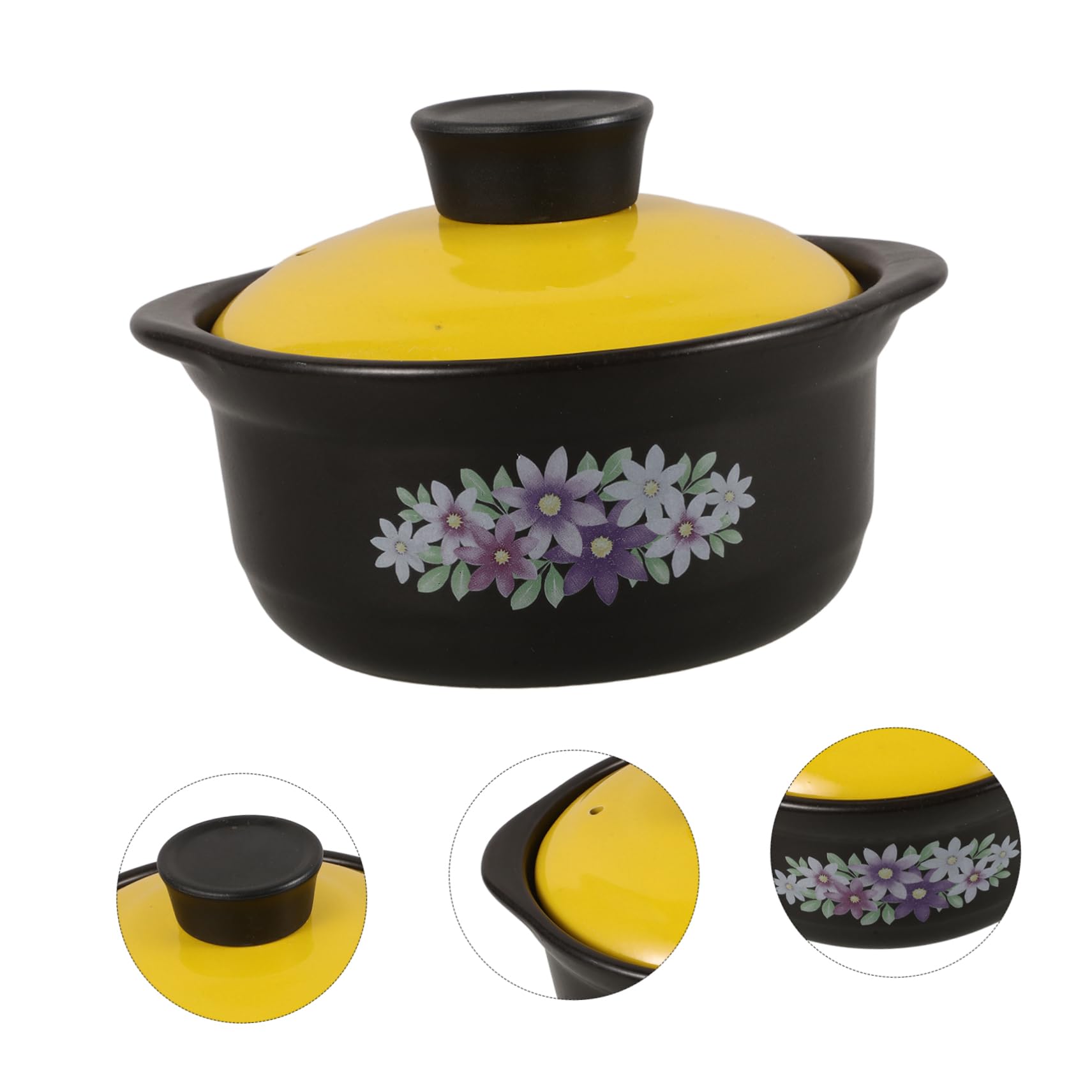 Cazuela de Barro para Sopa 1.3l Doble Asa, Utensilio de Cocina de Arcilla para Restaurante y Tienda de Alimentos, Excelente Conducción de Calor