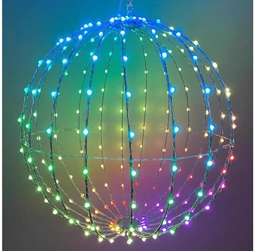 Miniatura 4 de Living Accents - Plancha plateada navideña de 12 pulgadas, esfera iluminada multicolor para decoración al aire libre, 108 semillas grandes RGB con