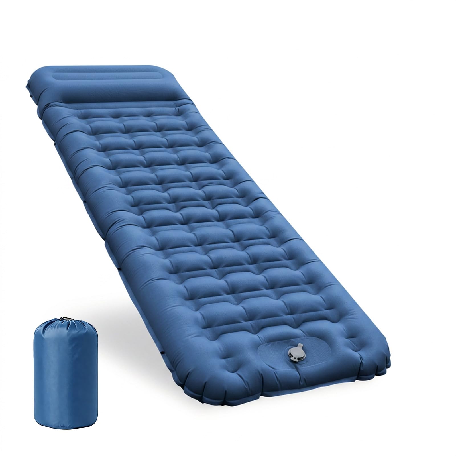 CIXMUS Aufblasbare Isomatte Camping mit Fußpumpe und Kopfkissen, 12 cm verdickt – Bequem, Ultraleicht, Kleines Packmaß, Koppelbar – Ideal für Wandern, Zelten und Reisen
