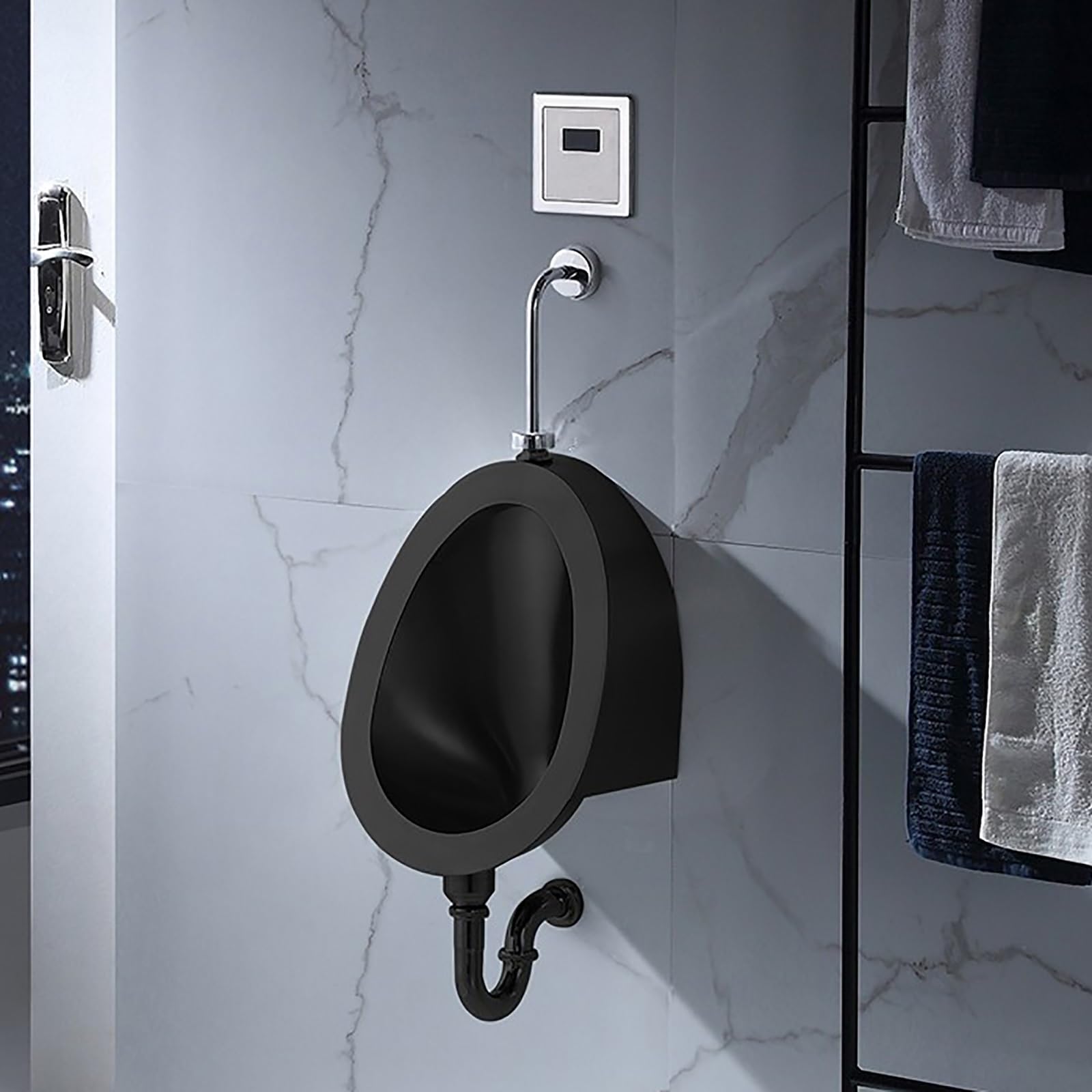 GTHTUHFD Stainless Steel Urinals, Bar Urinals, Garage Urinal, Urinals For Men Spill Proof, Urinals For Men Spill Proof Nighttime, Urinals For Men Bathroom, Outdoor Toilet,Sil,Black
