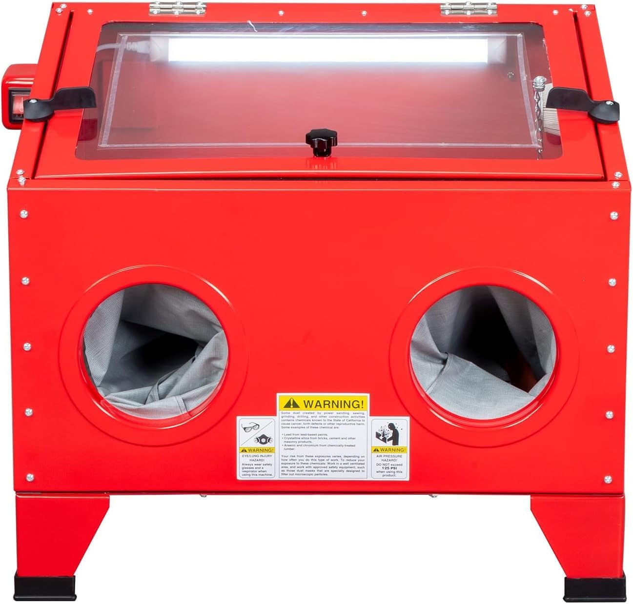 MOTORHOT 25 Gallon Portable Air Sandblasting Cabinet,40-80 PSI Power Air Sand Blasting Cabinet,Heavy Duty Steel Sandblasting with Spray Gun & 4 Nozzle Bench Top Cabinet for Rust Removal,Stain,Paint