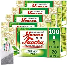 Yunnan Tuocha Zouji - Thé Vert Naturel - Antioxydants - 100 Sachets (5x20)- 200g - Origine Yunnan Garantie