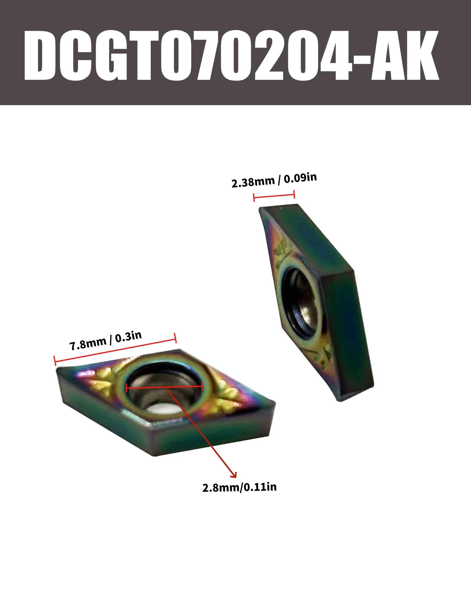 10 Stück DCGT070204-AK DCGT21.51 Aluminium-Wendeschneidplatten, DLC-farbig beschichtet, Hartmetall-Dreheinsätze zum Bohren und Außenkreisschneiden für Aluminium, Kupfer und Kunststoff