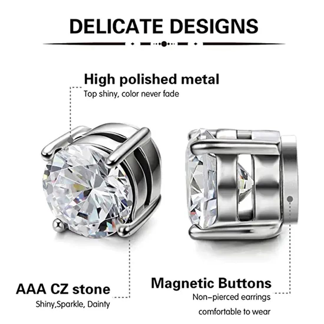 3 Paia Orecchini Magnetici in Acciaio Inossidabile per Uomo Donna Unisex Non-Piercing Calamita Finti Orecchino Set,5/6/7mm