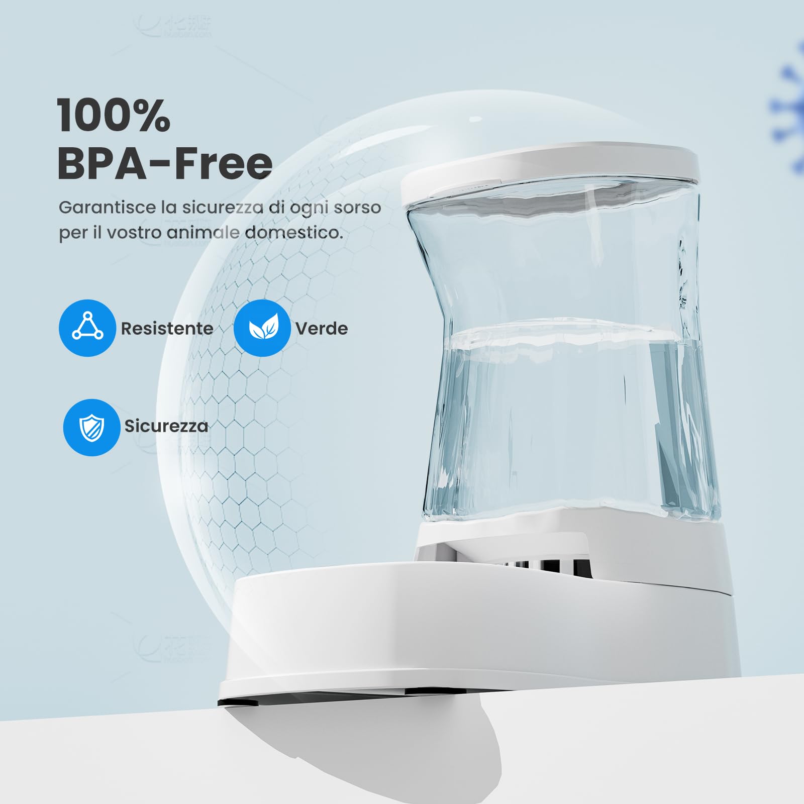 Gardner Pet 3.85L Dispenser Acqua Gatti, Dispenser Acqua Cani con Ciotola in Plastica, GravitÀ Abbeveratoio per Cani Non è Richiesta ElettricitÀ, Senza BPA, Bianco