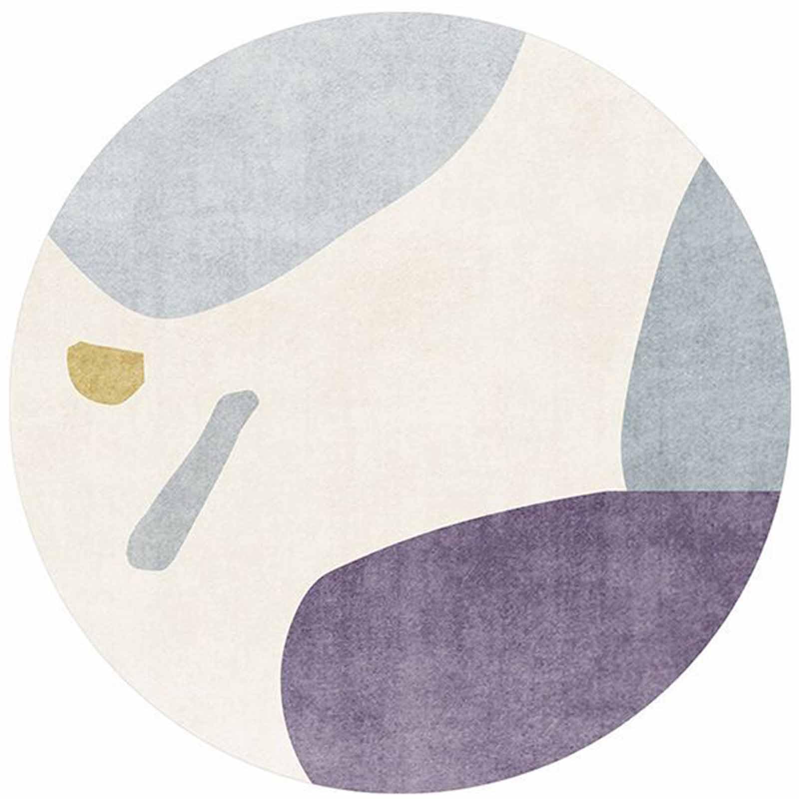 Tapis de salon rond design moderne 200cm violet et gris haut de gamme