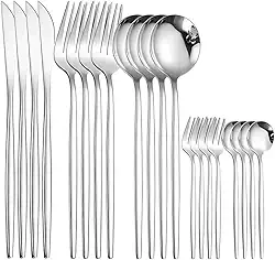 Conjunto de Talheres de AçO InoxidáVel com 24 PeçAs 416 UtensíLios de Cozinha Talheres Dourados Talheres de Prata(Prata(Kit 24))