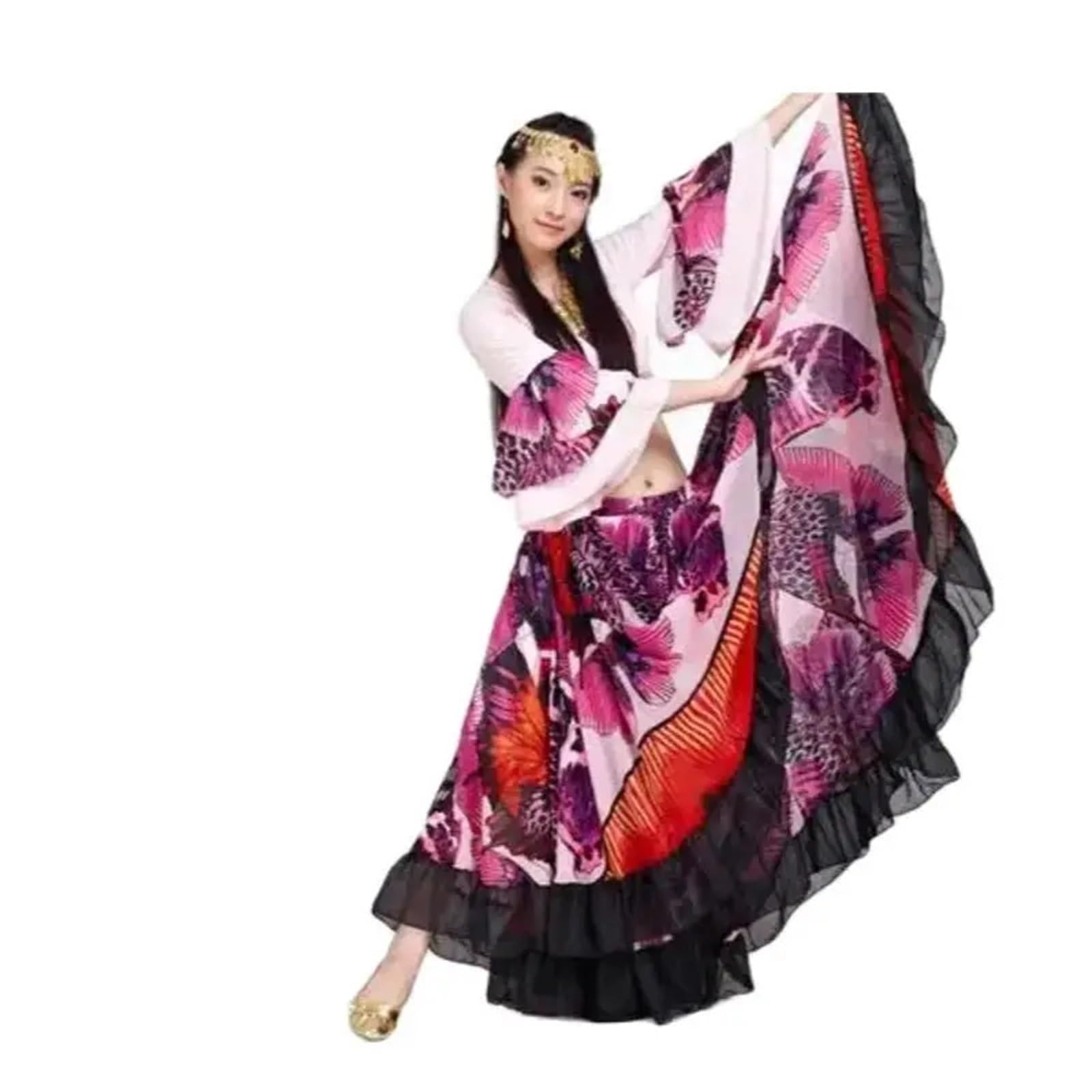 Gonna Lunga da Danza del Ventre a Farfalla Donna, in Chiffon, con Stampa a