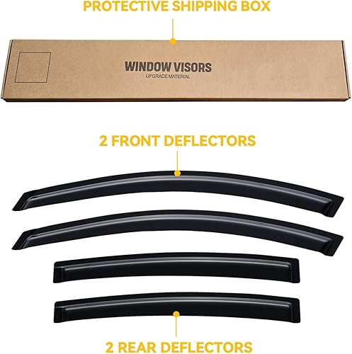 Miniatura 359 de Visera de ventana para Toyota 4Runner 2010-2024, protectores de lluvia de canal exterior, deflector de ventilación, sombra de viento, humo oscuro