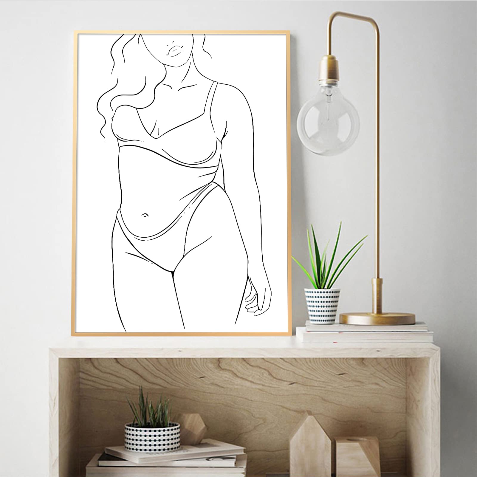 HaruhiartAbstract Female Body Line Art Wall Art, Minimalist Painting for Living Room 16x24in
