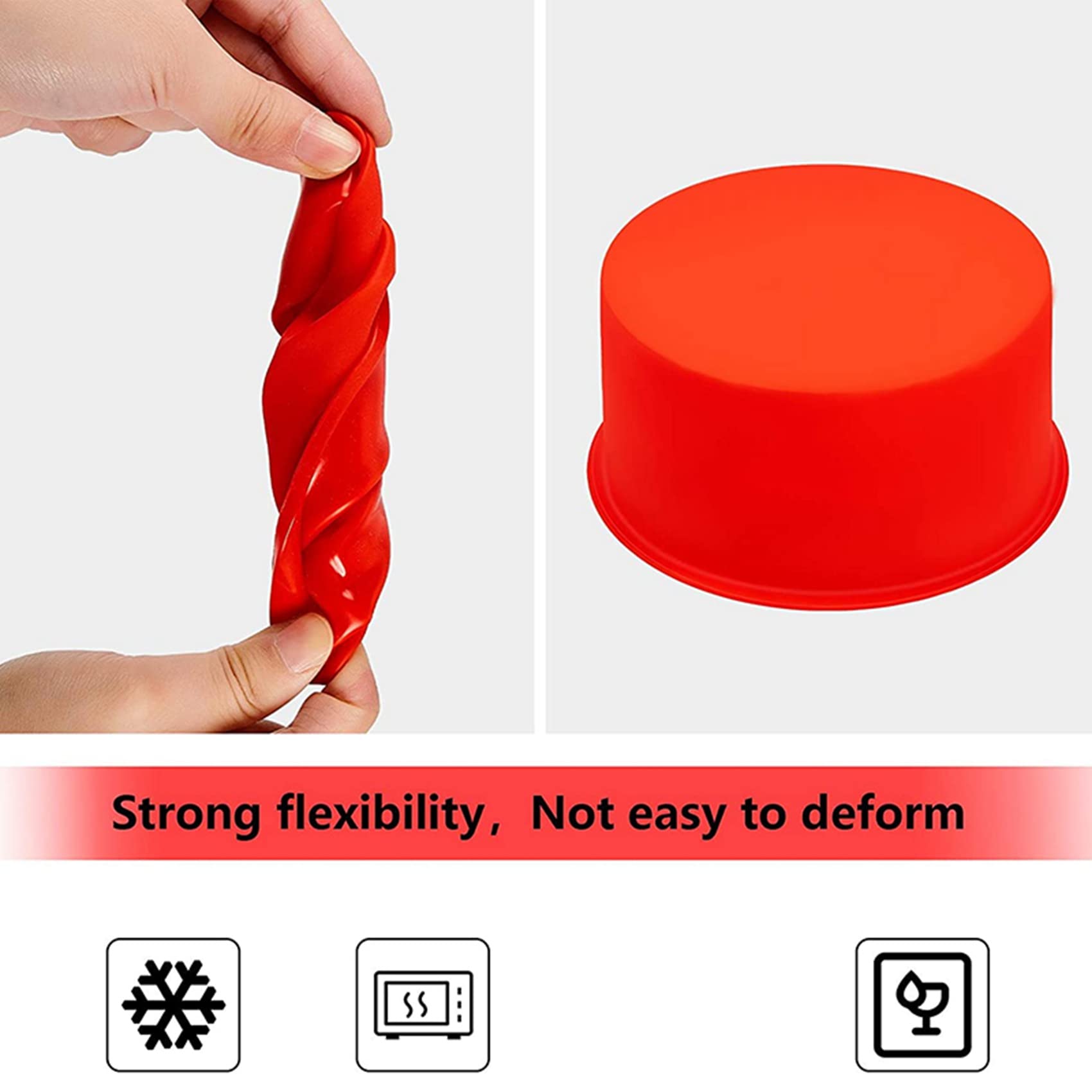 50 Piezas de Molde Silicona para Tartas, Molde para Hornear Redondo del Día de San Valentín, Molde para Hornear 4 Pulgadas, Molde para Hornear de Silicona para Cocina, Rojo, Azul