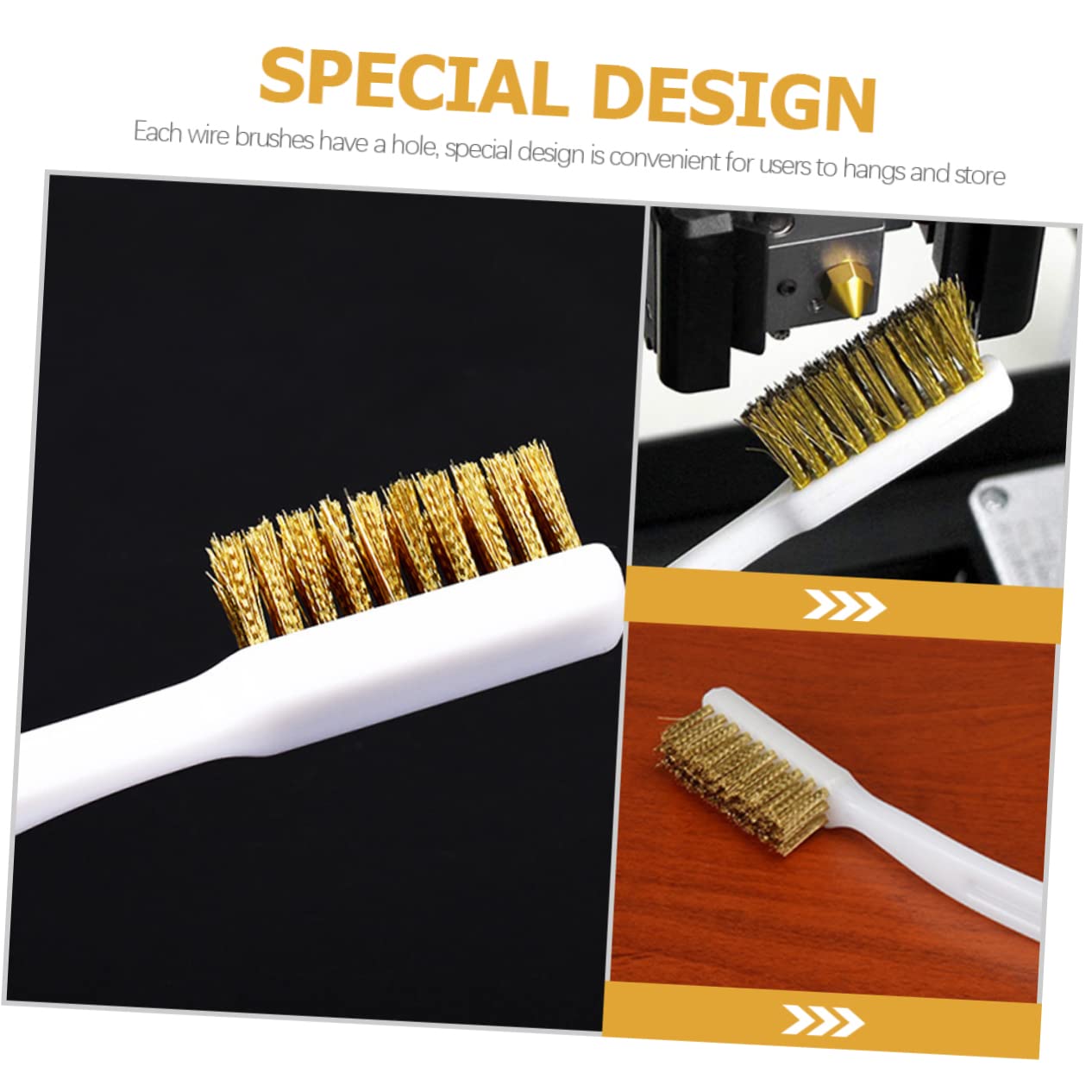 Cabilock 2sets 5pcs Copper Wire Brush with Plastic Handle for Cleaning Rust Welding Slag and Paint Stains Scratch Brush for Car Grooves and Parts 5pcs*2