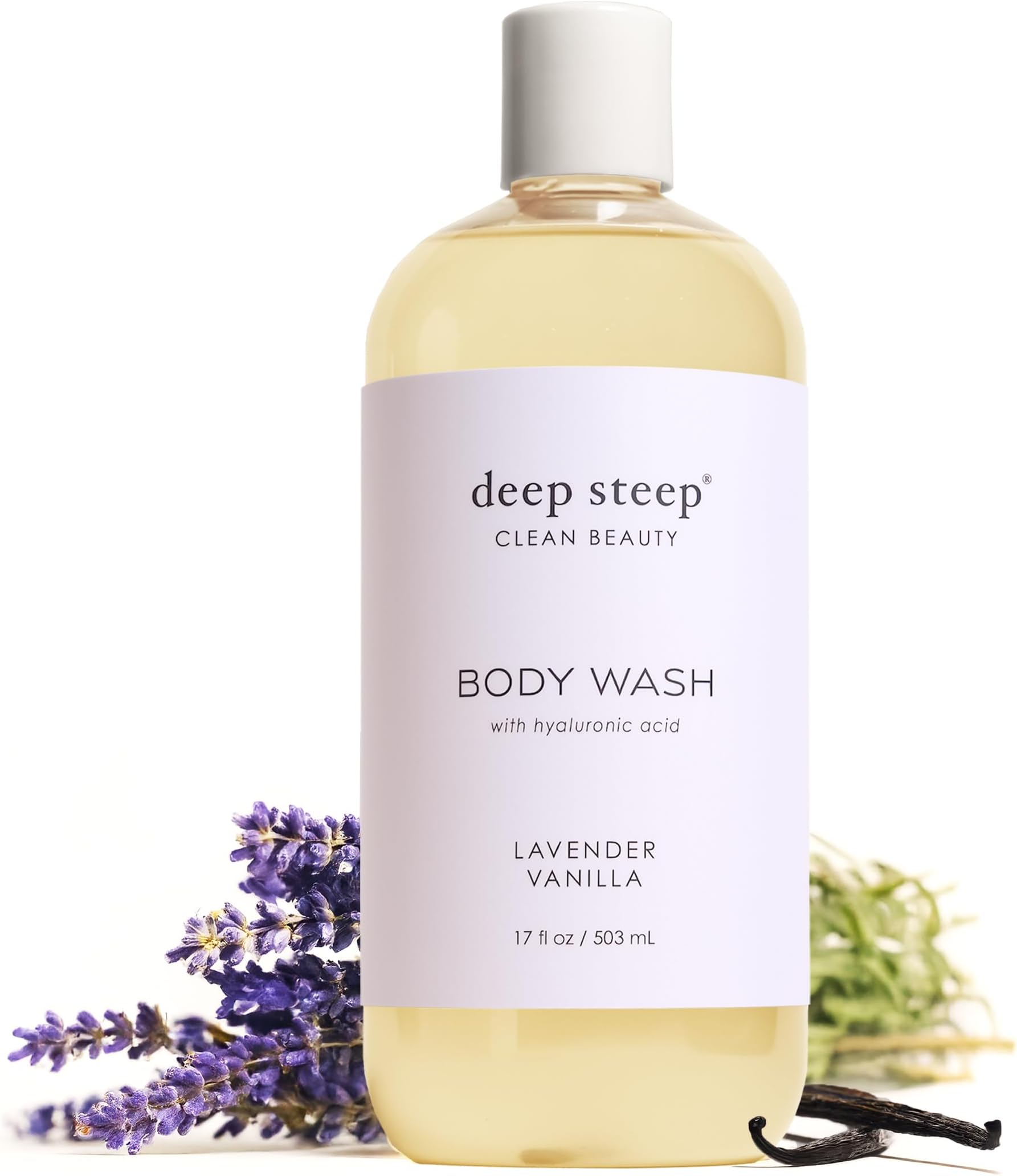 Deep Steep Body Wash with Hyaluronic Acid for Optimal Skin Hydration 17oz (Lavender Vanilla)