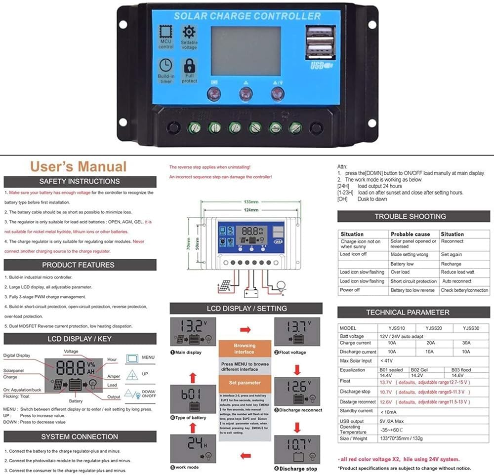 1000W Panneau Solaire Kit 2 PCS 500W, Flexible Panneau Solaire Hors Réseau Système 18V Photovoltaïque Monocristallin Module, avec Double USB Ports
