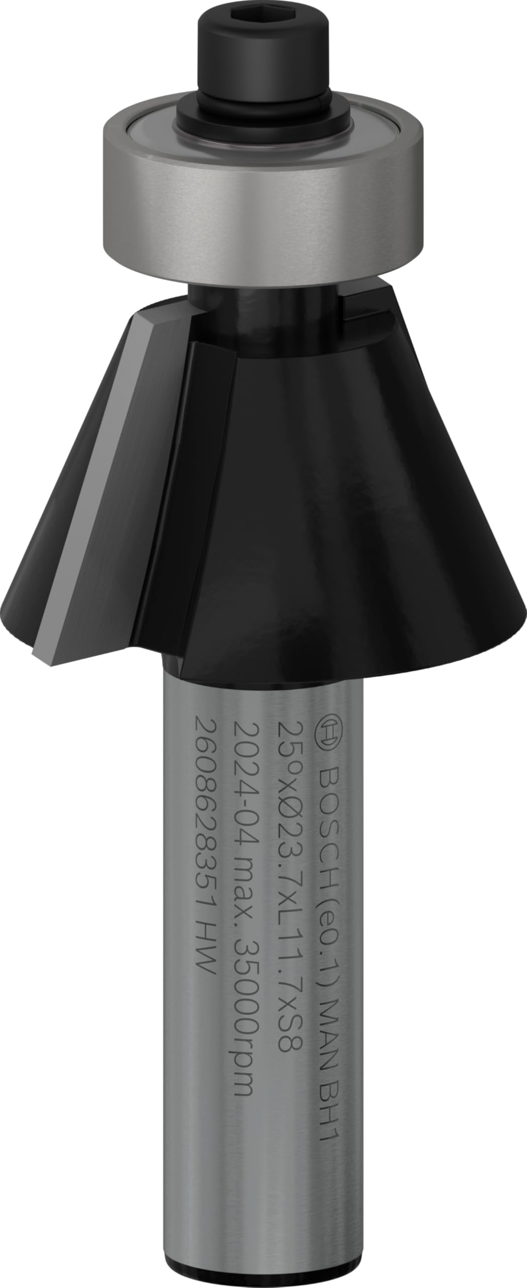 Bosch 1x Fraise à chanfreiner PRO (pour Bois résineux, Bois dur, Ø 23,7 mm, Professional Accessoire Défonceuse manuelle, Fraise à araser)