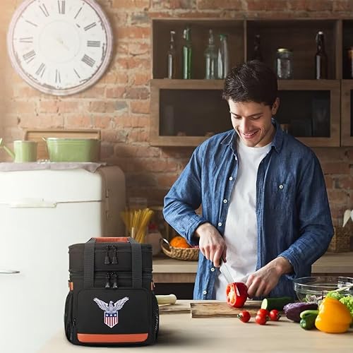 Miniatura 6 de HSHRICH Lonchera táctica grande expandible para hombres, bolsa de almuerzo aislada de doble cubierta, bolsa térmica suave para hombres, viajes de