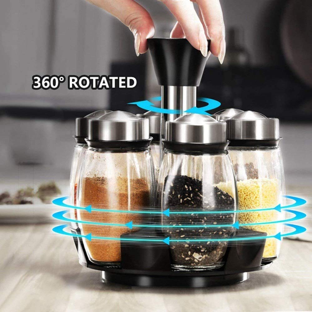 zaizai 7 Unids/Set De Frascos De Especias De Condimento De Bureta Giratoria De Acero Inoxidable, Juego De Saleros Y Pimenteros, Herramienta De Cocina En Aerosol para Condimentos