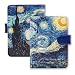 Kandouren RFID Blocking Passport Holder Cover Case,Blue Van gogh Starry Night travel luggage passport wallet made with PU Leather for Men & Women