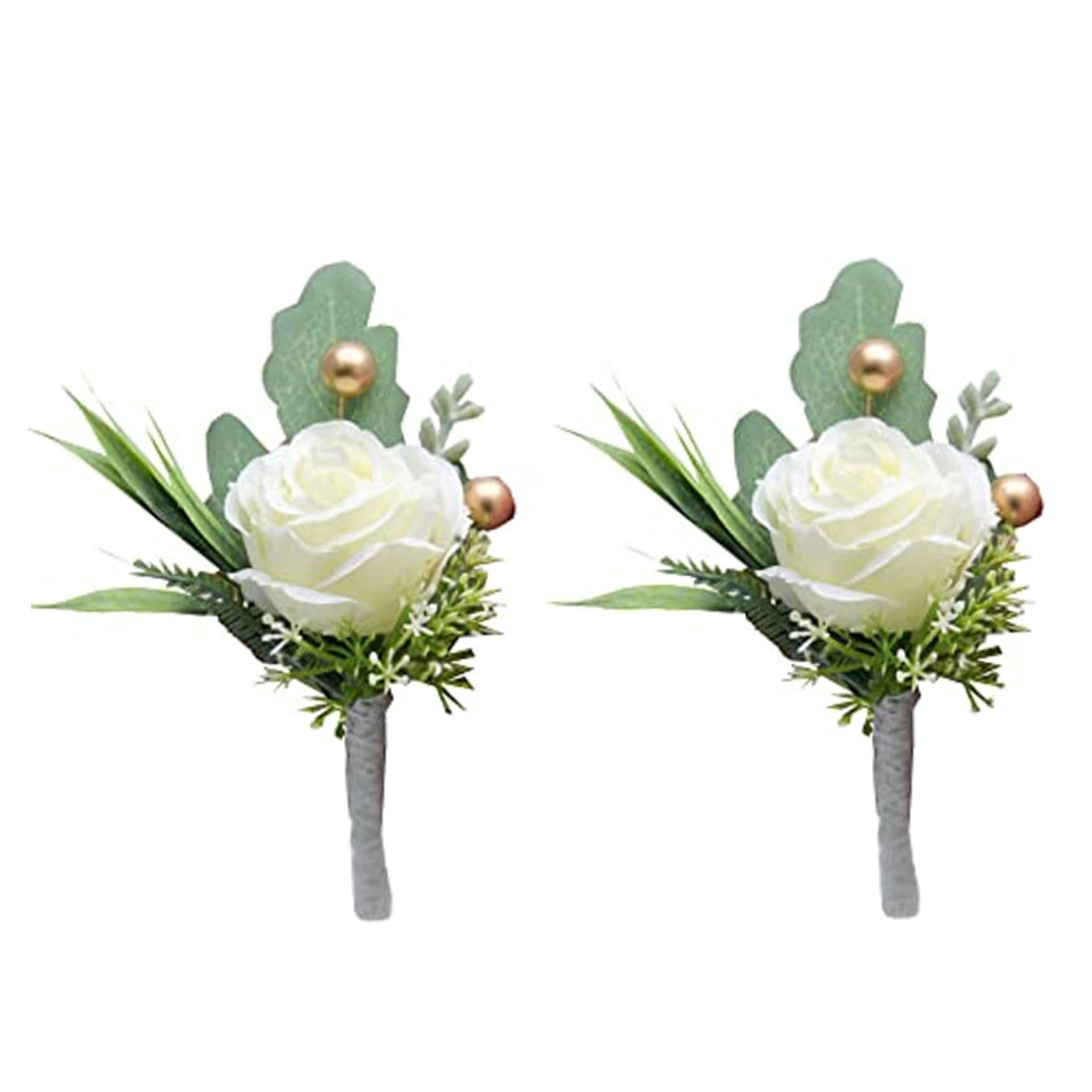 Yeory Boutonniere de Mariage en Rose, 2pcs boutonnière pour Hommes, Fleurs de Mariage marié mariée, boutonnières artificiels 3x5 Pouces pour
