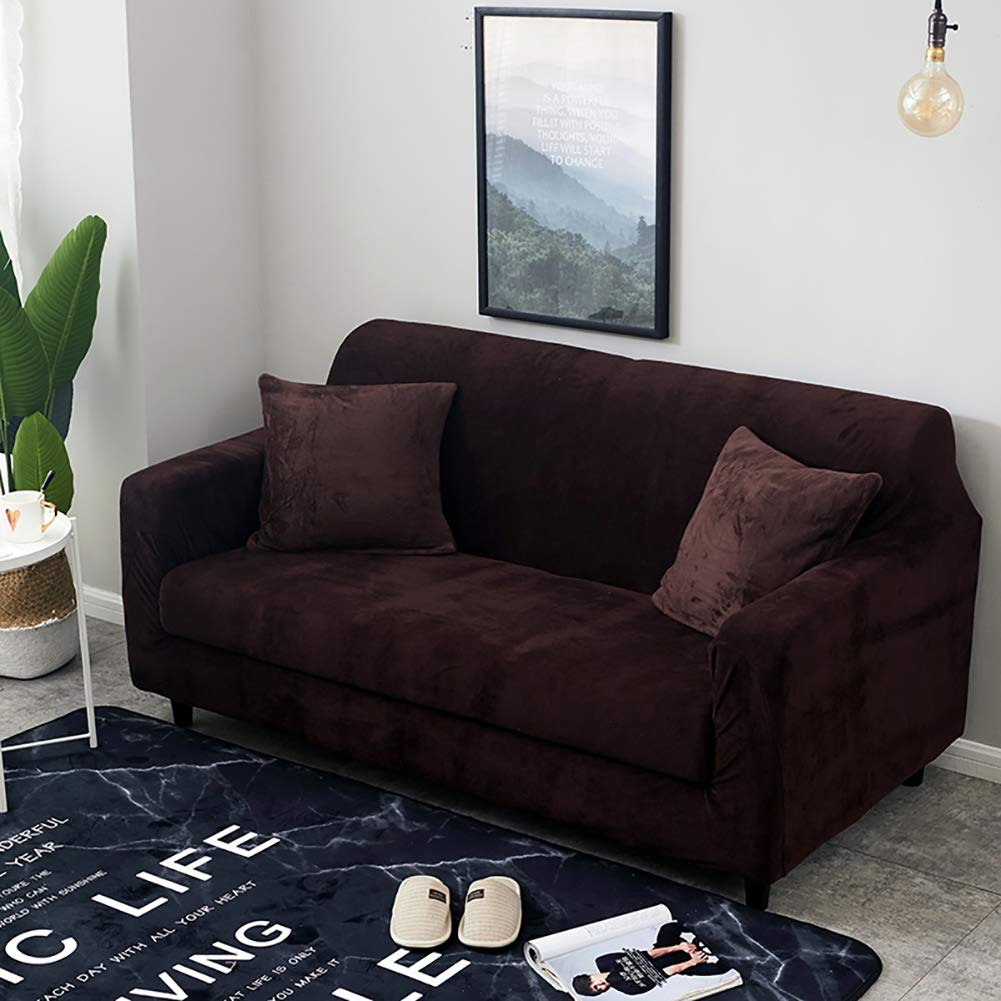 Felpa Cubiertas De Sofá para 1 2 3 4 Cubierta De Sofá,Completo Elásticoidad Couch Protector con Correas,Polvo-Prueba Elástico Soft Couch Cover para Perros Niños-