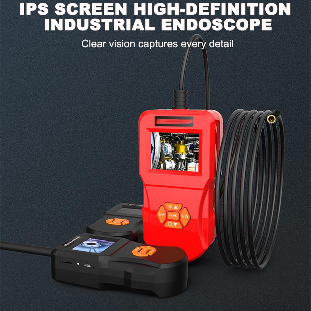 Telecamera per Endoscopio Illuminata da 2,4 Pollici con Telecamera IP67 da 8 Mm, 8 Luci LED Regolabili, Telecamera di Ispezione Portatile con Batteria da 800 mAh