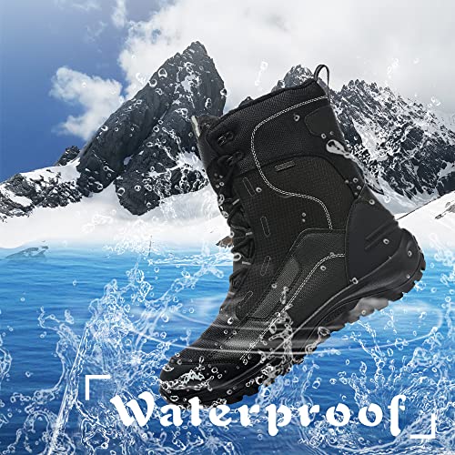 Cozhloyn Men's Snow Boots Plus Fleece Warm Non-Slip Waterproof Outdoor Winter Ski Insulated High-Top Hiking Boots Black,9 #TOP4